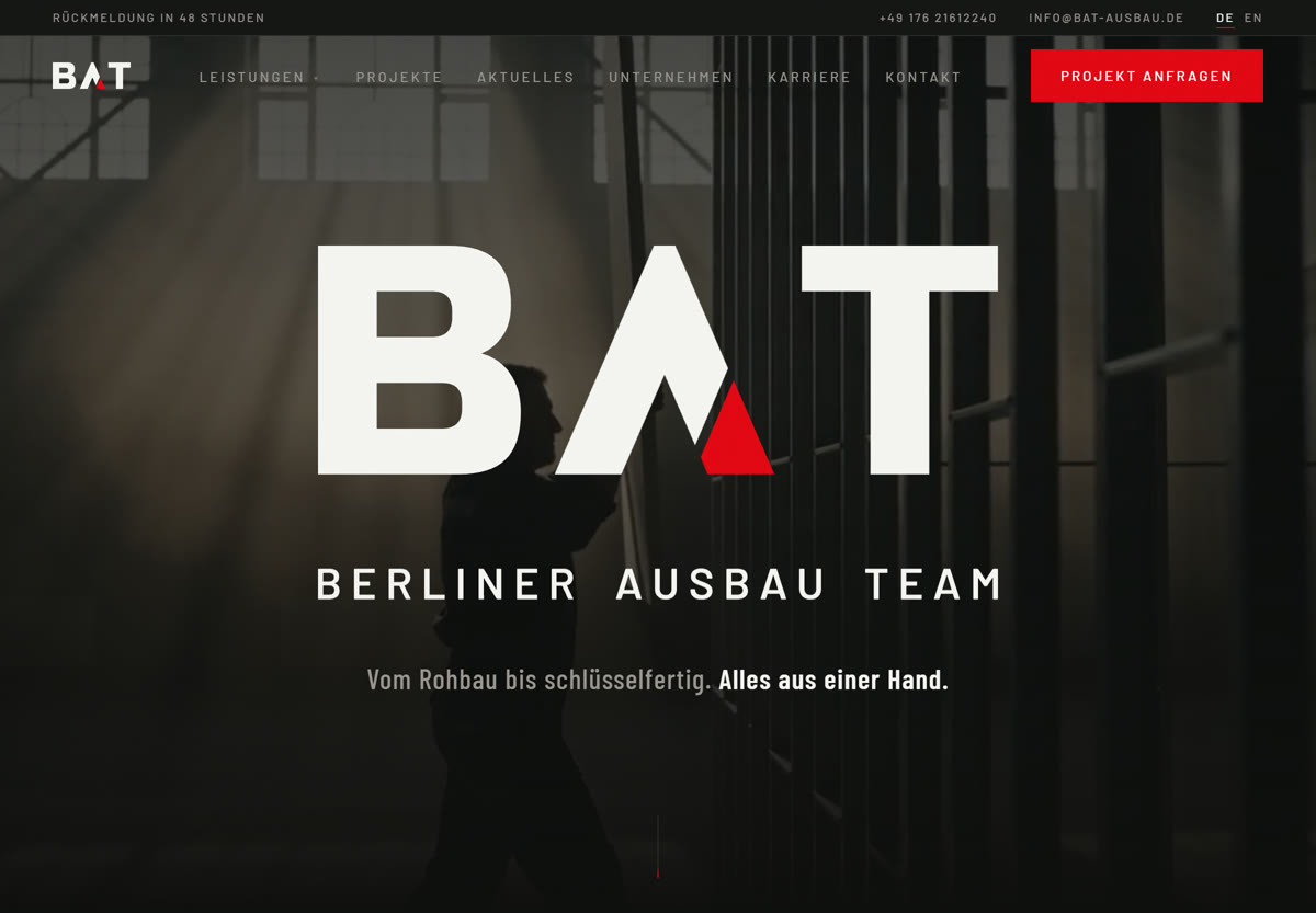 Screenshot der Website bat-ausbau.de