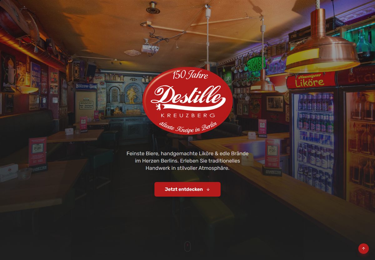 Screenshot der Website von Destille Kreuzberg