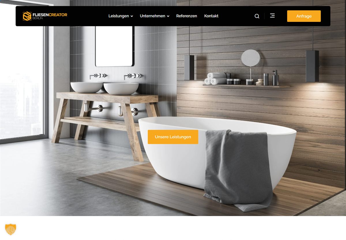 Screenshot der Website von FliesenCreator