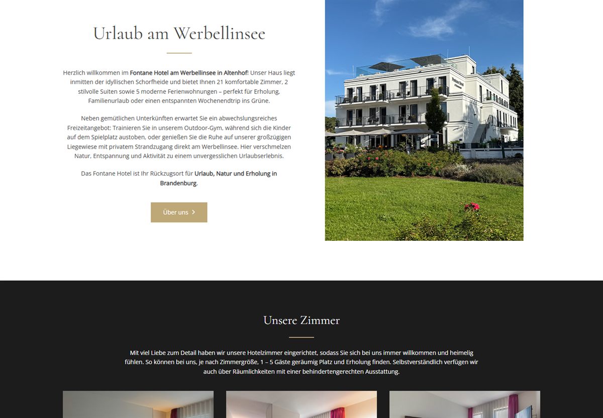 Screenshot der Website von Fontane Hotel