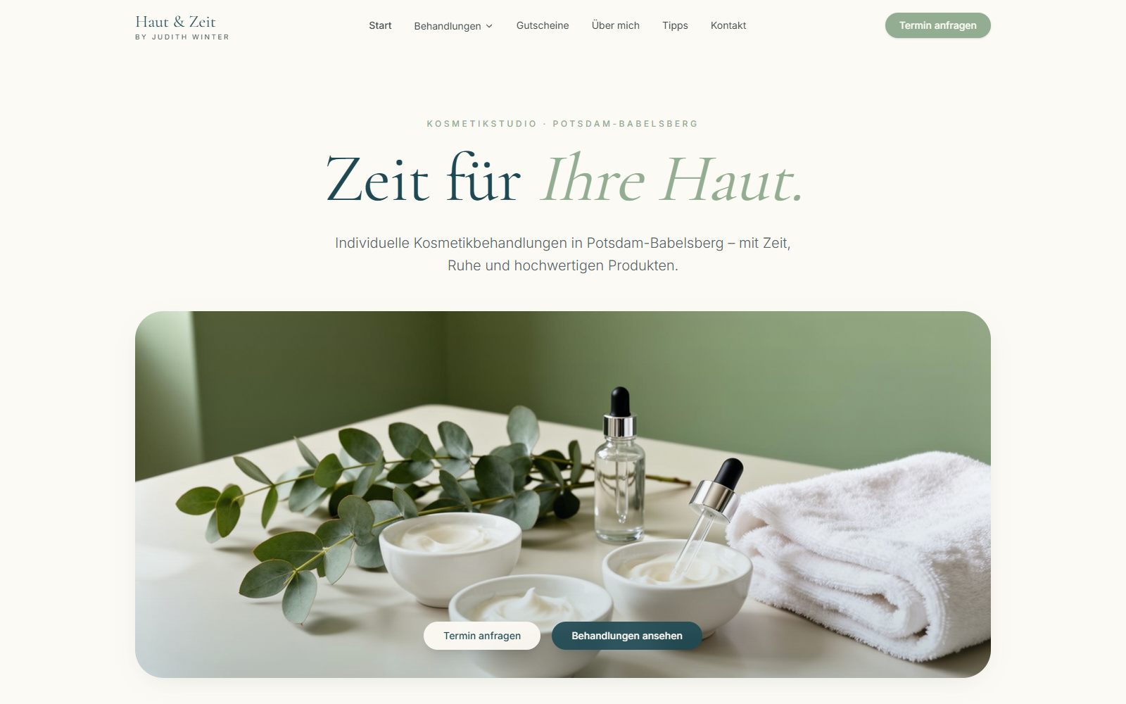 Screenshot der Website hautundzeit.de