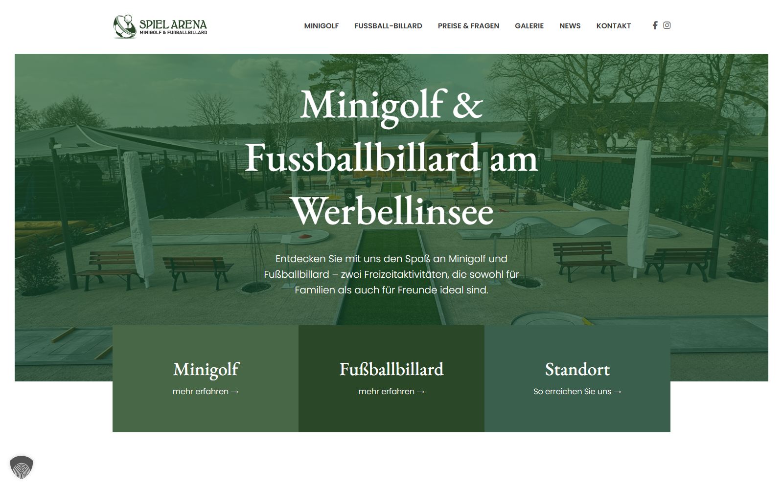 Screenshot der Website minigolf-werbellinsee.de