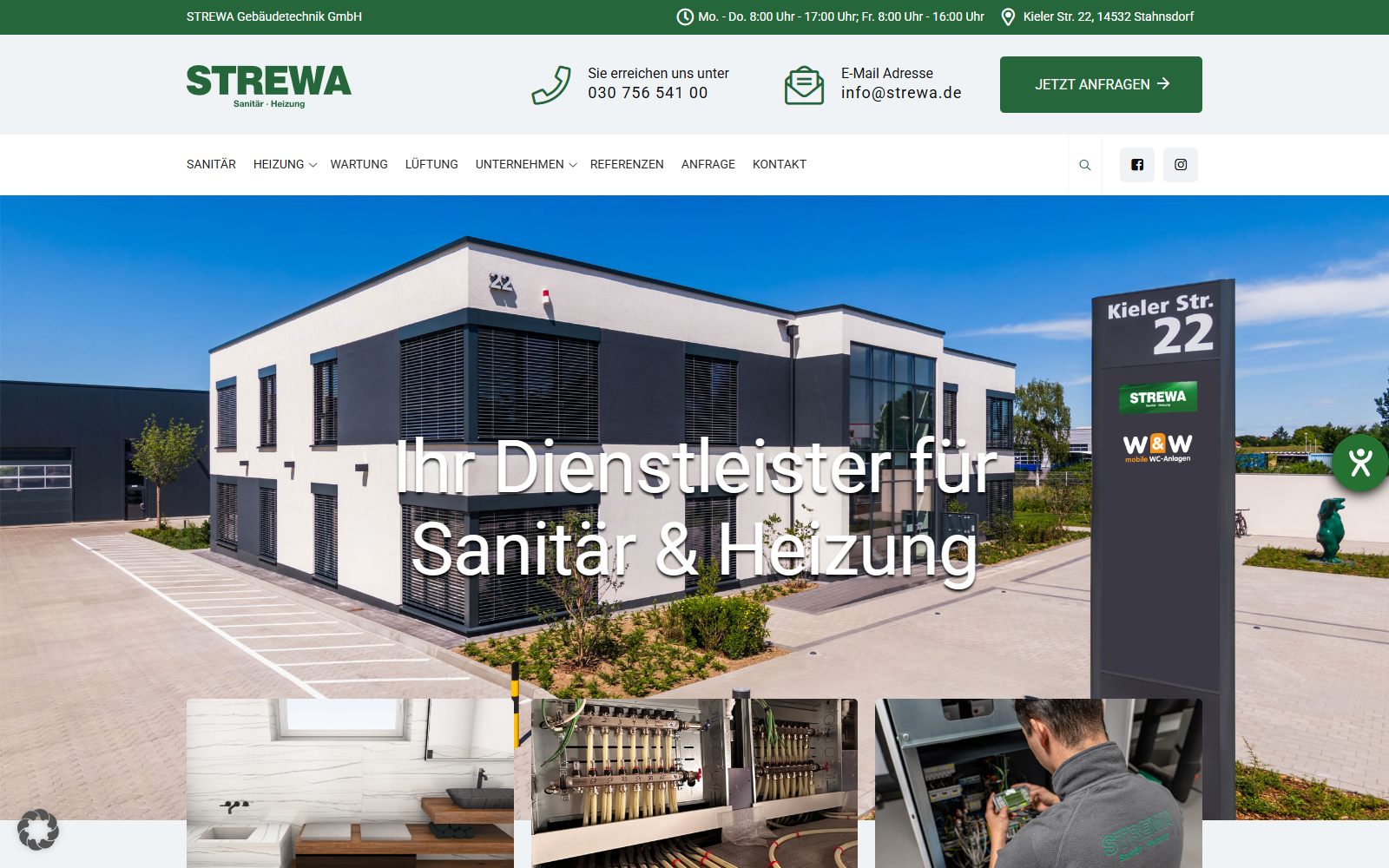 Screenshot der Website strewa.de