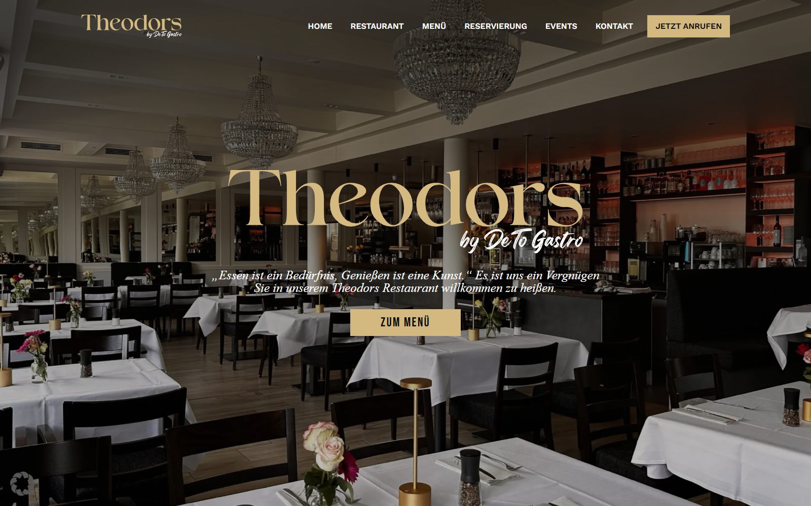 Screenshot der Website theodorsrestaurant.com